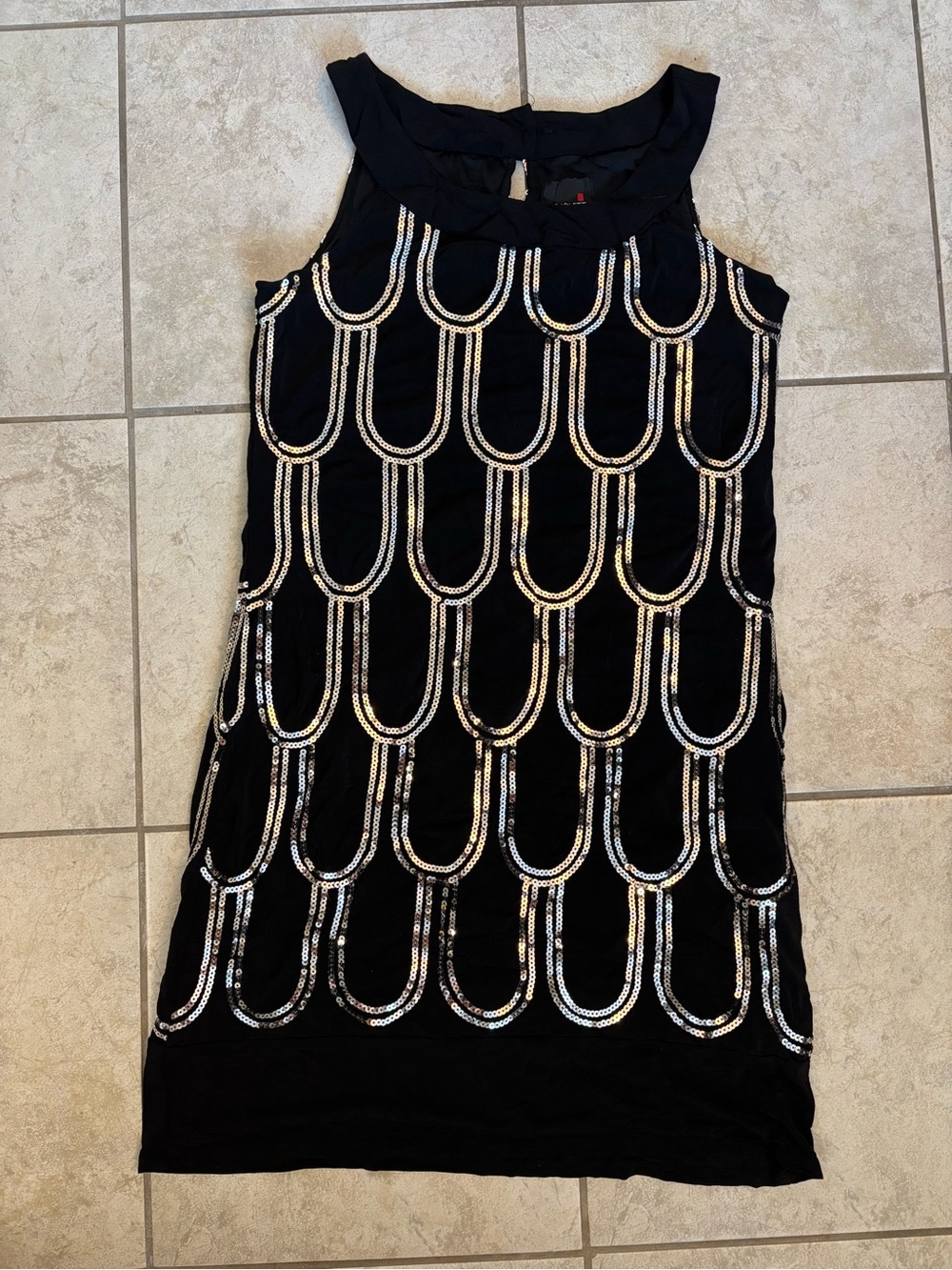 Scarlett Black Mini Dress with Silver Embellishments Gatsby Flapper Dress 12 - Picture 2 of 7